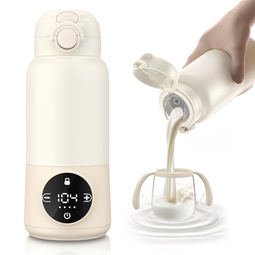 Image of SpacEver Portable Bottle Warmer for Travel, 15oz Portable Milk Warmer for Baby, 12000mAh Fast Charging, 450ML Big Capacity Breast-Milk Warmer for Formula, Cordless Bottle Warmer On The Go