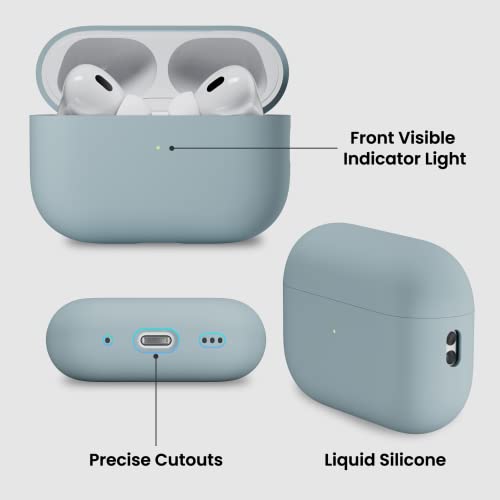 Ornarto Compatible With Airpods Pro 2 Case (2022), Protective Liquid Silicone Case Cover For Airpods Pro 2Nd Generation With Lanyard Soft Skin Front Led Visible Silicone Case-Mint Green #TOP3