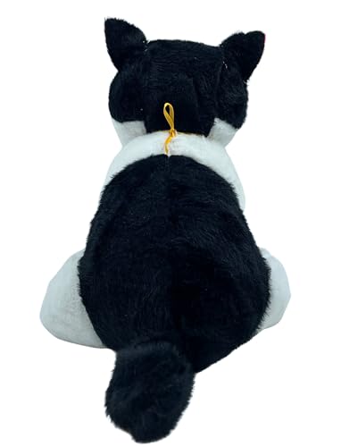 Image of Tickles Cute Sitting Cat Soft Stuffed Plush Animal Toy for Kids Boys & Girls Birthday Gift (Size: 30 cm Color: Black & White)