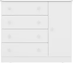 Cômoda Infantil Doce Sonho 1 Porta 4 Gavetas Branco - Qmovi