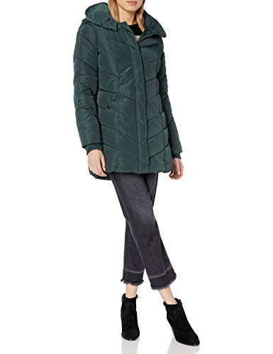 Steve Madden Women's Plus Size Long Chevron Quilted Outerwear Jacket, Warm Forest Green, 1X