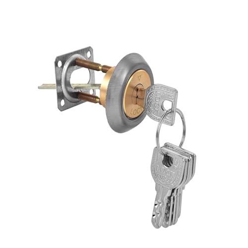 BE-TOOL Rim Cylinder Lock Single Head Copper Lock Cylinder with 6 Pcs Keys Replacement Easy to Use for Home, Office, Garden Shed