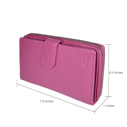 Image of Big Fat RFID Blocking Leather Organizer Checkbook Wallets For Women - Clutch