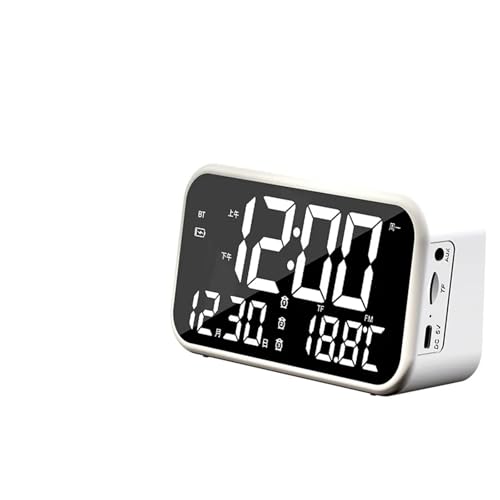 デジタル目覚まし時計 Bluetoothスピーカー TFカード/USB再生 寝室やオフィスに最適な自動時刻設定(Chrome)