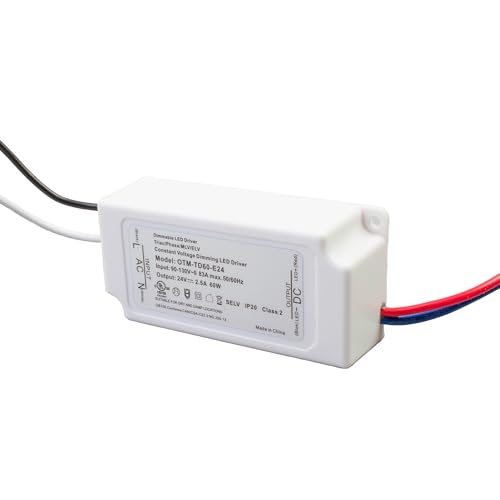 Image of Dimmable LED Driver, UL LISTED 24v 60w Power Supply 2.5 amp triac dimming MLV ELV constant voltage AC to DC transformer Compatible with Lutron and Leviton wall dimmer for LED strip light under cabinet