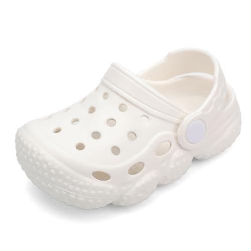 INMINPIN Baby Clogs Garden Shoes Newborn Infant Lightweight Breathable Beach Pool Sandals Non-Slip Baby Boys Girls Water Shower Summer Shoes Splay Naturally, White, 6-12 Months Infant