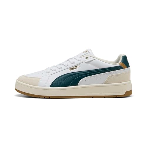 PUMA Unisex Yetişkin Court Classico Sport Spor Ayakkabı White-Green Terrain-Gold 44.5