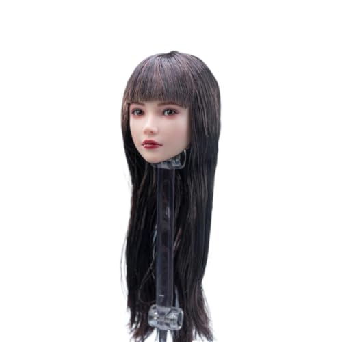 Tête de femme sculptée 1/6 AMITD aux cheveux longs marron pour figurine TBLeague
