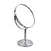 Pinkzio Two-Sided Swivel Vanity Mirror Chrome 10-inch Tabletop with 3x Magnifica