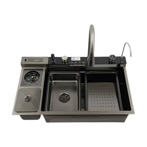 Évier de cuisine en acier inoxydable, cascade, 82 x 48...
