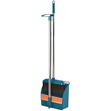 Broom and Dustpan Set, Plastic Silicone Hand Broom for Home & Kitchen, Long Handle Upright Stand Up Small Outdoor Brooms Household Cleaning Supplies Apartment Home Dorm Essentials Green