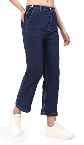 Image of TWGE - Women's Mid Rise Bootcut Jeans - Single Button, Stretchable Denim Pants - Ankle Length - Stylish Casual Wear