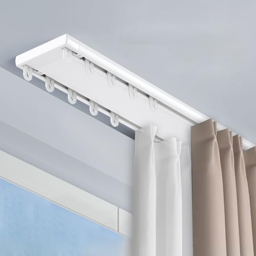 Sistema di aste per tende a doppio binario per montaggio a soffitto, in metallo resistente, per soggiorno, camera da letto, balcone