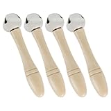 Kisangel 4pcs Hand Jingle Bells, Wooden Handhold Sleigh Bell, Shaker Rattle Musical Instrument for Christmas Classroom Dinner Party