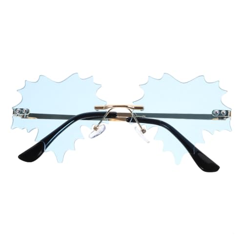 SEWACC Gafas de Sol sin Montura para Mujer Diseño en Forma de Hoja, Ligeras Metal, Ideales para Fiestas Temáticas y Eventos de Moda