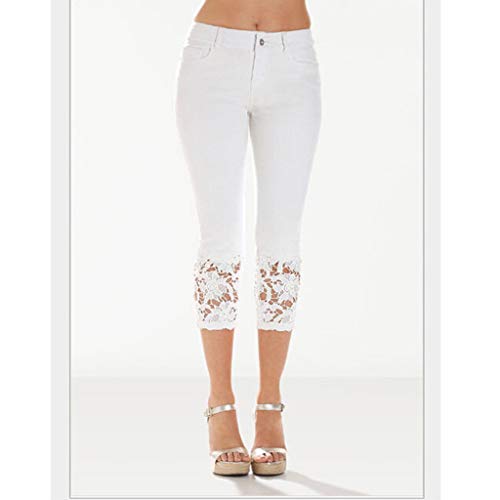 Women's Skinny Capri Jeans Stretchy Tummy Control Jeggings Summer Lace Butt Lifting Denim Pant Slim Fit Ladies2