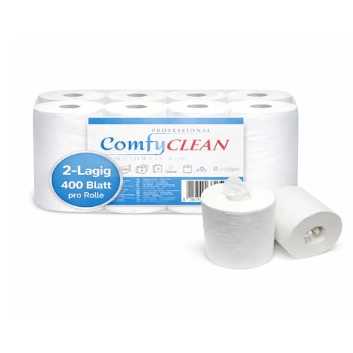 6 Handtuchrollen MIDITissue Hochweiß Papierhandtuchrollen Mittelgroße, 400 Blatt - 2 Lagig 18,5 x 20 cm - Papierrollen Innenabwicklung und Außenabwicklung - 6 Rollen 80m