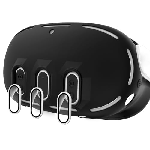 Camera Lens Protector and VR Shell Cover for Meta/Oculus Quest 3 Accessories, Metal Tempered-glass Camera Lens Protectors Film, Silicone Front Headset Protector, Alloy Frame Anti-Scratch for Quest 3