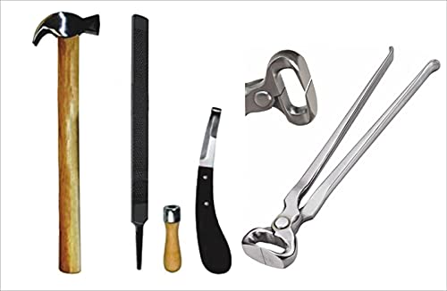 Equinez Tools 4 Pcs Farrier Horse Hoof Kit With Hoof Nippers 14 Inch And Rasp & Knife And Wood Hammer #TOP11
