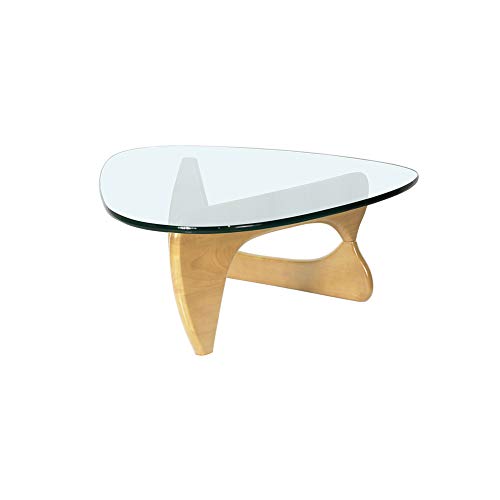 RIYIFER Modern Triangle Tempered Glass Coffee Top Table with Solid Wal RIYIFER Modern Triangle Tempered Glass Coffee Top Table with Solid Wal