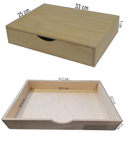 Tiroir simple en bois brut large et personnalisable format A4