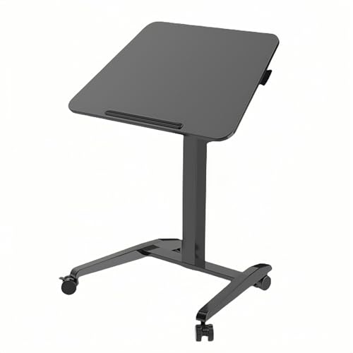 スタンディングデスク 小さめ ワンタッチ昇降 折りたたみ 昇降デスク ガス圧式 天板角度調整可能 天板サイズ:手前70cm奥行52cm 高さ76-111cm 折り畳み デスク パソコンデスク サイドテーブル (K)