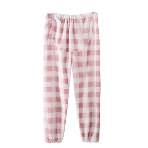 Women's Pregnant Women's Winter Thickened Flannel Maternity Pants Plus Velvet Thickened Large Size Loose and Can Be Worn Outside Adjustable Maternity Confinement Pants Pantalones (Watermelon Red, L)