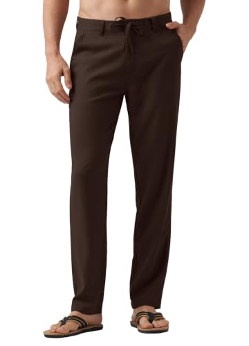 Image of Willit Men's Linen Pants Casual Lightweight Drawstring 29 inch 30 inch 32 inch
