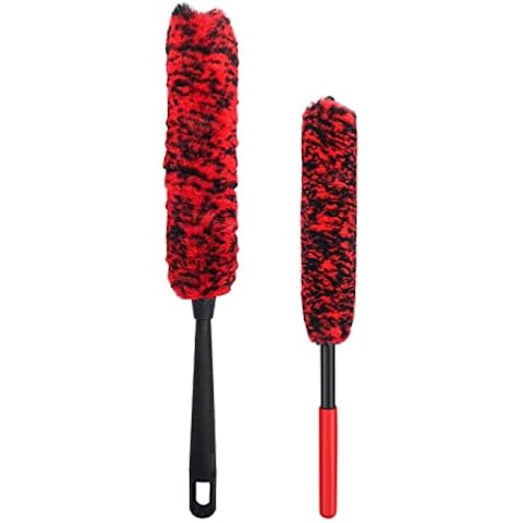 Windspeed 2Pcs Car Wheel Cleaning Brush, 360° Bendable Alloy Wheel Brush with 45cm Long, Soft Microfiber Wheel Tire Brush, Automotive Detail Cleaning Brushes for Car Indoors/Outdoors Cover