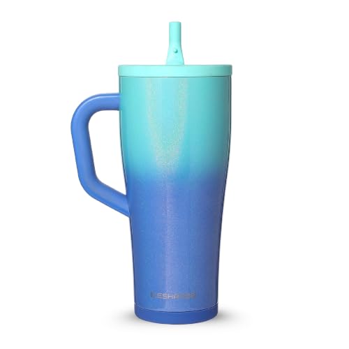 Image of Ice Shaker 32oz Tumbler with Handle & Straw | 32oz Ocean Breeze | Cold for 30+ Hours | 2-in-1 Tumbler Shaker Bottle | Odor-Free 32 ounce Bottle for Water, Protein Shakes, Smoothies, Cocktails