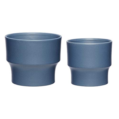 Macetas de cerámica azul Hubsch decorativas juego de 2 tiestos para plantas de interior