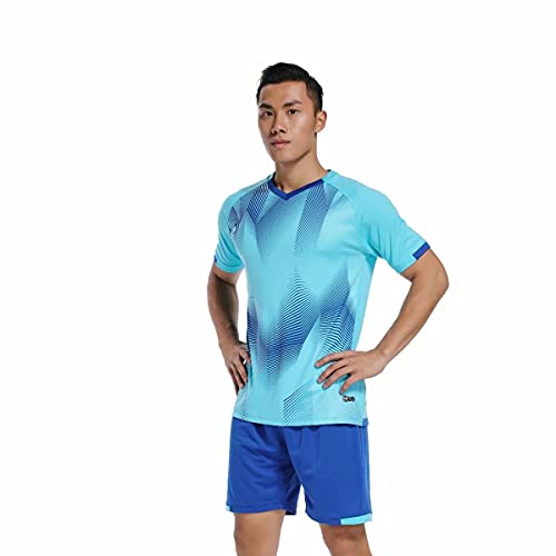 Yingfeg Bb Short Sleeve Soccer Uniform Athletic Jersey And Shorts Sport Shirt Set For Men Adult Kids Youth Boys Girls Light Blue L thumb #2