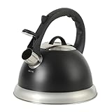 Mr. Coffee Clarefield 2.4 Qt Whistling Tea Kettle – Matte Black Stovetop Water Kettle with Lid, Heat-Resistant Nylon Handle and Knob, Stainless Steel Trim