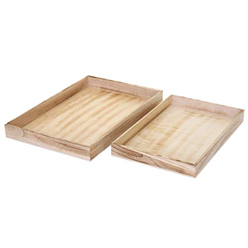 Preisvergleich Produktbild Mendler 2er Set Schale T285, Serviertablett Frühstückstablett Holztablett Dekotablett, Shabby-Look ~ naturbraun