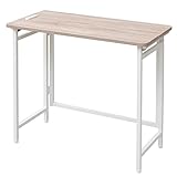 山善(YAMAZEN) デスク 折りたたみ コンセント付き 完成品 幅80×奥行40×高さ70cm コンパクト 傷・汚れ・水分・熱に強い天板(メラミン加工) アンティークアイボリー/ホワイト EPST-8040H(AIV/WH2)