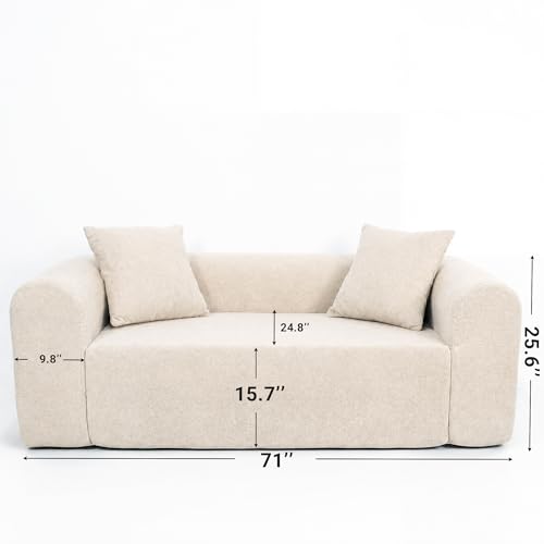 Image of Claiks 71 inch Boneless Cloud Couch, Deep Seat Loveseat, Beige