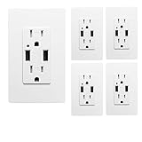 [5 Pack] SECKATECH 4.2A Smart High Speed Dual USB Charger Wall Outlet, 15A Tamper Resistant Outlet, Each Charging Receptacle with 10 Free Wall Plates-White (UL Listed)