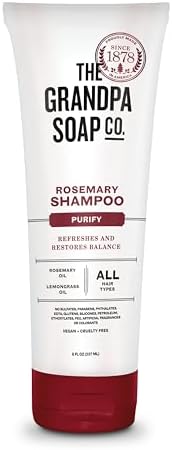 The Grandpa Soap Company Shampoo - Purifying With Rosemary and Lemongrass Oils, Leaves Scalp and Hair Feeling Clean and Fresh, All Hair Types, Vegan, Sulfates and Parabens Free, 8 Fl Oz