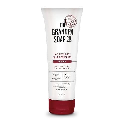 The Grandpa Soap Company Shampoo - Purifying With Rosemary and Lemongrass Oils, Leaves Scalp and Hair Feeling Clean and Fresh, All Hair Types, Vegan, Sulfates and Parabens Free, 8 Fl Oz