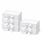 Trendi Premium Gift Box 33x27x13 cm with Bow Ribbon – Large Luxury Folding Gift Box with Magnetic Closure | Reusable Elegant Present Box for Weddings, Birthdays & Holidays (White, Large, Set of 5)
