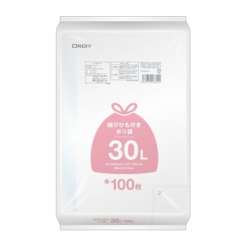 Ordi DT-HN30-100 Garbage Bags with Ties 100 L; Translucent, 100 Pieces, Easy to Take Out One by One Piece, Convenient to Carry, Storage Bag