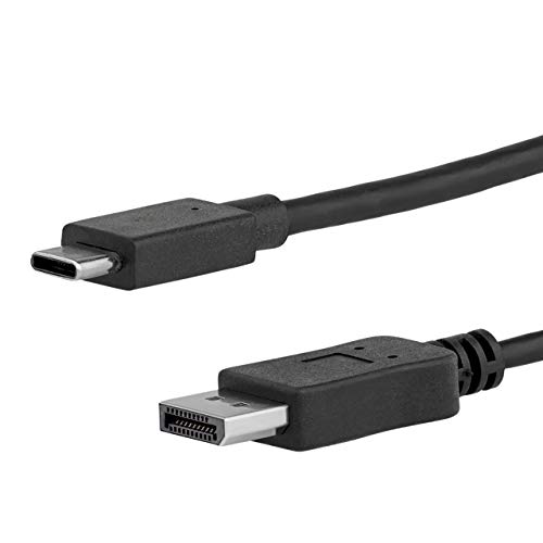 StarTech.com 6ft/1.8m USB C to DisplayPort 1.2 Cable 4K 60Hz - USB-C to DisplayPort Adapter Cable HBR2 - USB Type-C DP Alt Mode to DP Monitor Video Cable - Works w/ Thunderbolt 3 - Black (CDP2DPMM6B)