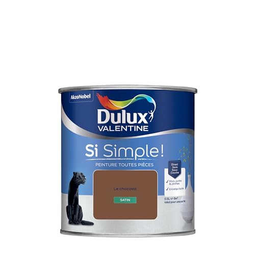 Dulux Valentine Peinture Si Simple Peinture Intérieure Toutes Pièces - Peinture Mur et Plafond, Porte et Plinthe - Couleur : Le Chocolat - 0,5 L