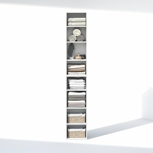 Image of Furinno PASIR 8-Tier Closet Organizers and Storage, Open Shelf, Storage Organizer, 12-Inch Width, for Closet, Bedroom, White
