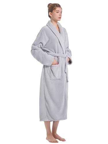 Image of Soft Robe For Women,Warm Plush Bath Robes Female,Spa Towel After Shower Lightweight Long Bathrobe