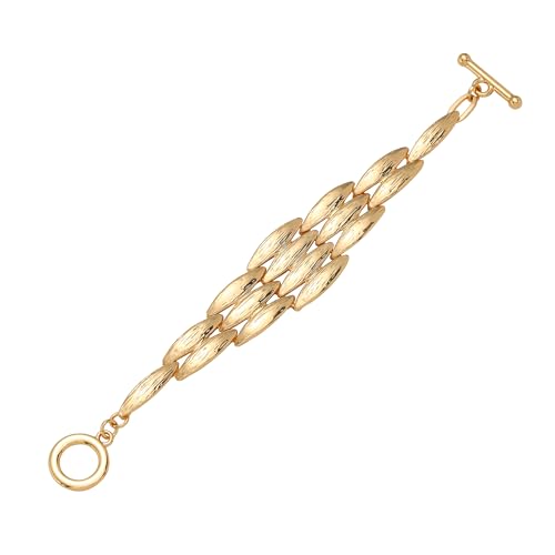 Ginyejly 14K Gold and Silver Plated Special Cain Link with Toggle Clasp Closure in Daily or Party for Women Fashion Jewelry Gifts (gold diamond)