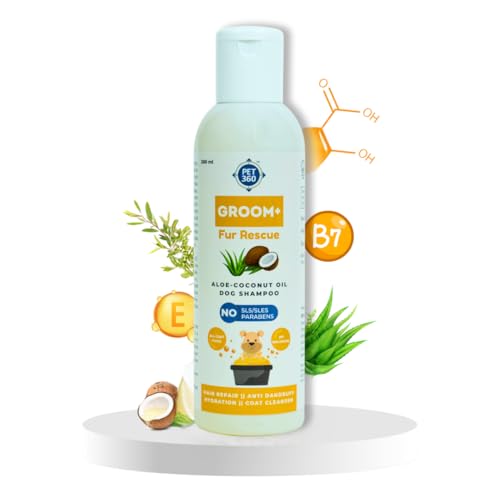PET360 Groom+ Fur Rescue Gel Shampoo | Cleanse & Moisturize & Helps with Hair Breakage & Itching | Natural Anti-Fungal, Anti-Bacterial Formula with Aloe Vera | Sulphate & Parabens Free - 200 ml (B09MBSLRMK) Amazon Price History, Amazon Price Tracker