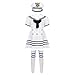 Freebily Uniforme Scolastica Giapponese Bambina Vestito Marinaio Capitano Carnevale Costume Mariana Militare Abito da Studentessa Capelli Marinaio Calze Lunghe Cospley Nero& Bianco 5-6 Anni