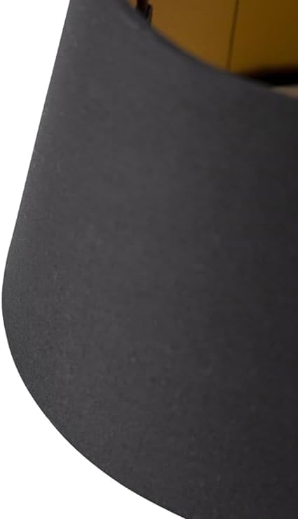 Qazqa Modern Lampshade – Round Schuin Katoen – Black Gold Round Supports E27 Diameter 20 cm