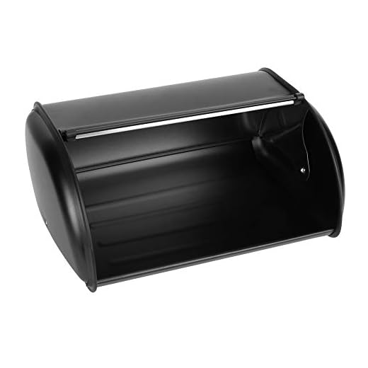 Porta-caixa De Pão De Aço Inoxidável De Grande Capacidade Recipiente De Caixa De Pão De Metal Com Tampa De Enrolar Para Ferramenta Organizadora De Armazenamento De Cozinha(Preto)